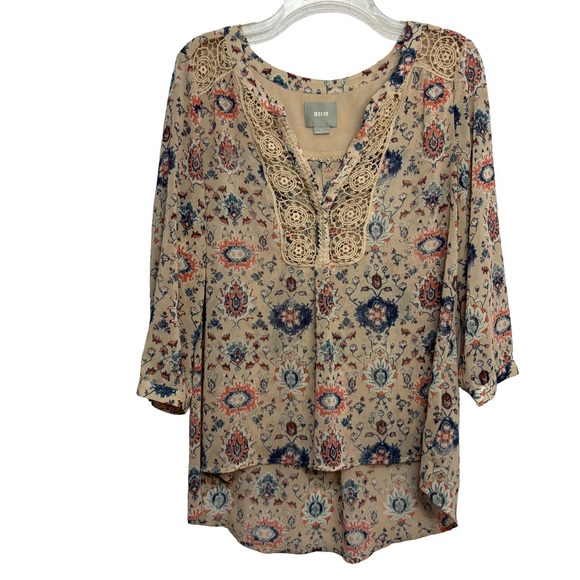 Maeve Tops - Maeve by Anthropologie Beige Floral Lace Women's Top